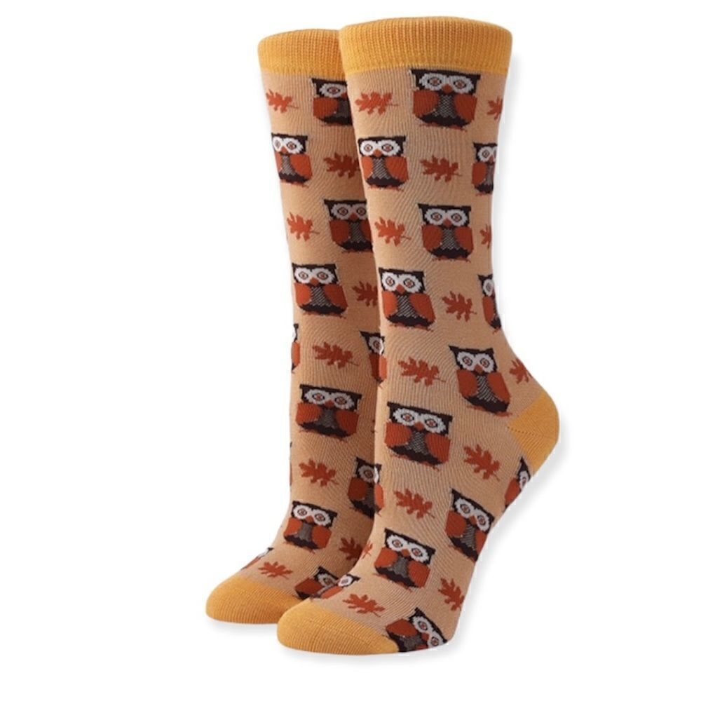 Owl Graphic Crew Socks Size 7-11